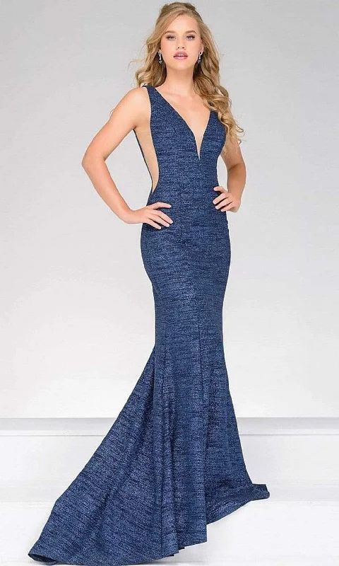 Jovani - Plunging V-Neck Textured Mermaid Gown 45811SC Everyday wear unclassified dresses