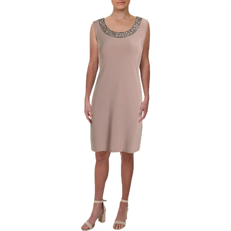 R&M Richards Womens Petites Matte Jersey Embellished Cocktail And Party Dress Cotton unclassified dresses