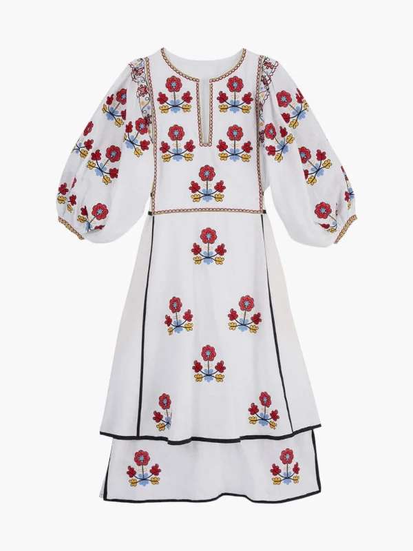 Iryna Embroidered Ukrainian Dress | White Printed unclassified dresses