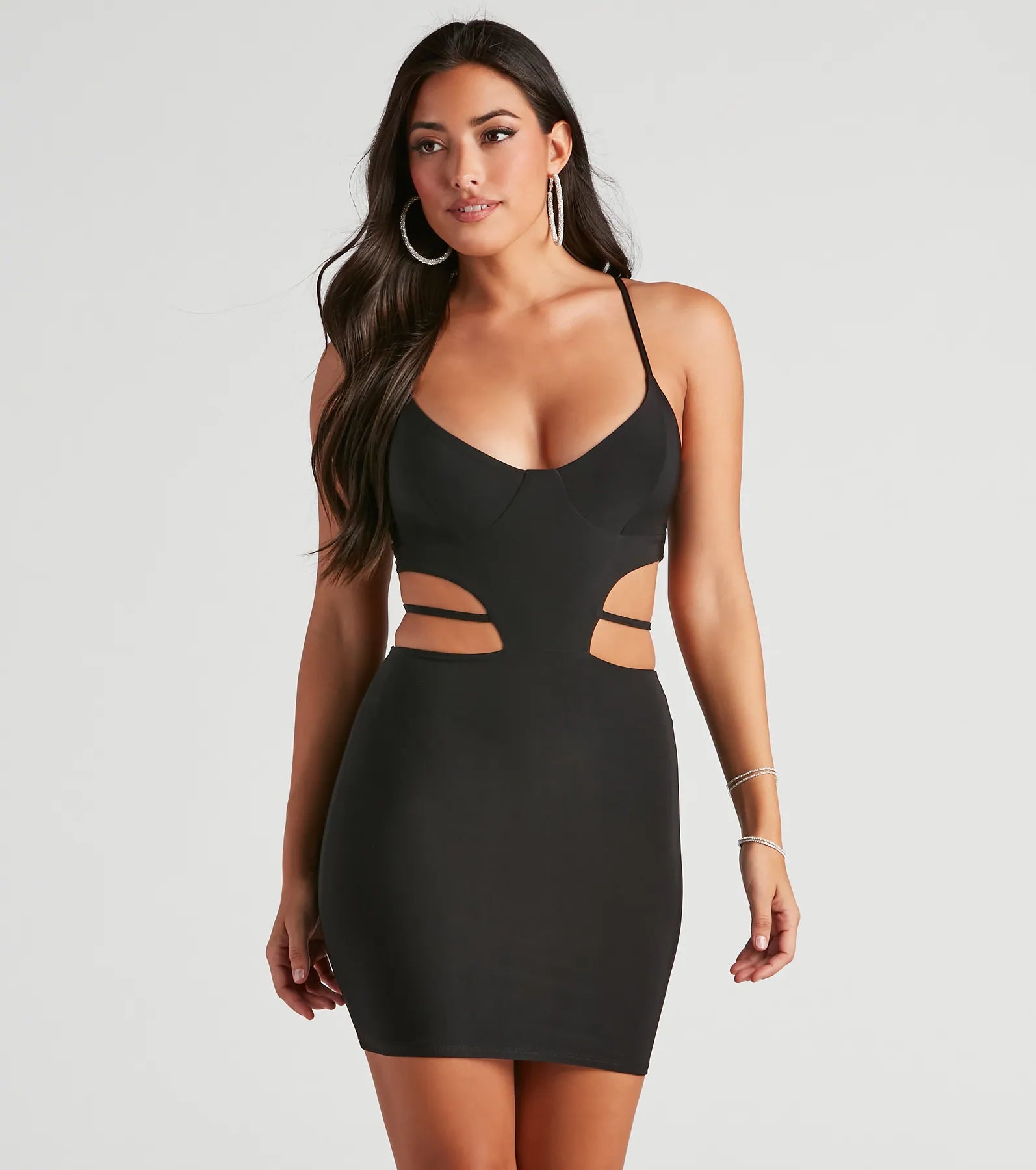 Sultry Flirt Cutout Tie Mini Dress Holiday unclassified dresses