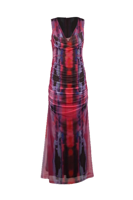 Black Halo - Pink, Purple, Black, & Red Ombre Mesh Ruched Formal Dress Sz 12 Unique unclassified dresses