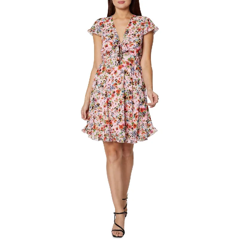 BCBGeneration Womens Floral Ruffle Mini Dress Festival unclassified dresses