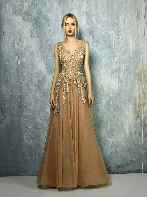 Beside Couture by Gemy Sheer Leaves Applique Tulle Gown BC1300 Elegant unclassified dresses