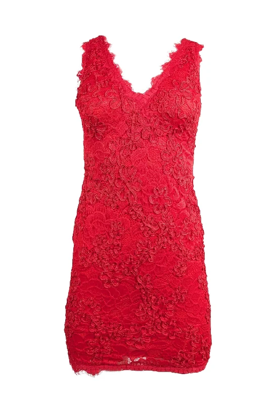 Aqua - Red Lace Sleeveless Sheath Dress Sz 0 Vacation unclassified dresses
