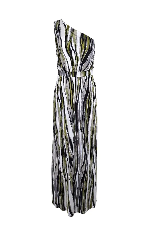 Diane von Furstenberg - White, Green, & Black Sleeveless One Shoulder Formal Dress Sz 2 Affordable unclassified dresses Diane von Furstenberg - White, Green, & Black Sleeveless One Shoulder Formal Dress Sz 2 Affordable unclassified dresses