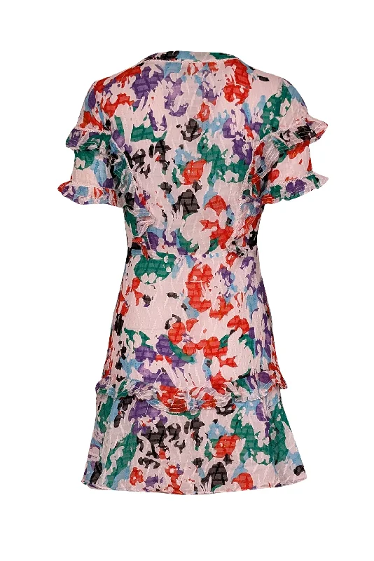 Tanya Taylor - White & Multi Color Print Silk Blend Dress Sz 0 Lace unclassified dresses