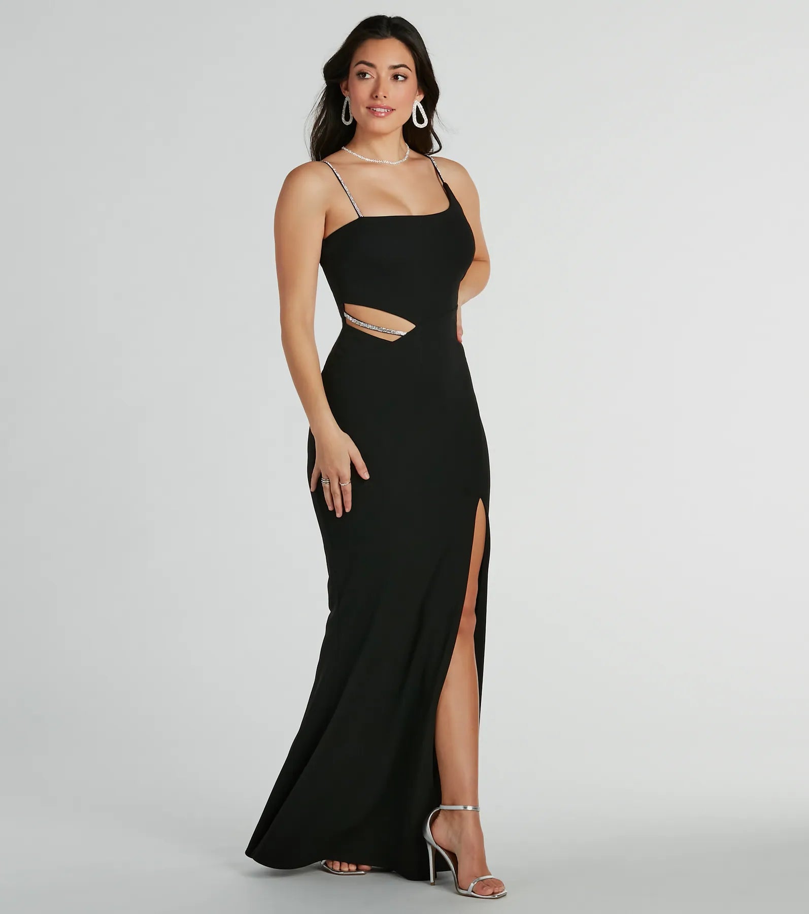 Angelique Rhinestone Mermaid Crepe Formal Dress Long unclassified dresses