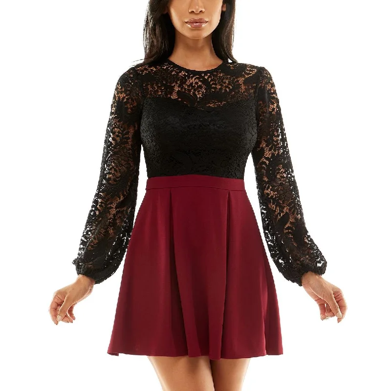 B. Darlin Womens Juniors Lace Colorblock Cocktail and Party Dress Vacation unclassified dresses