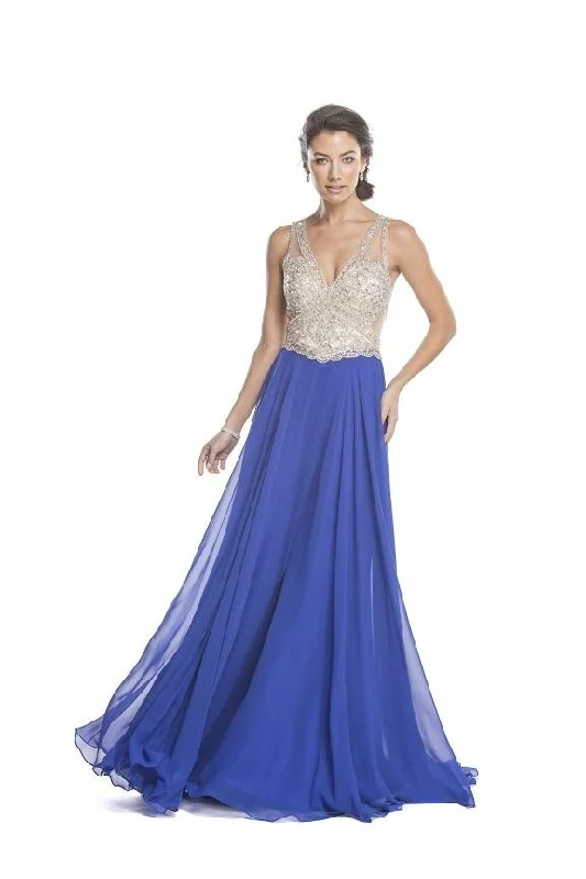 Aspeed Design L1640 Jeweled Plunging V-neck Prom Dress - 1 pc Fuchsia In Size M Available A-line unclassified dresses