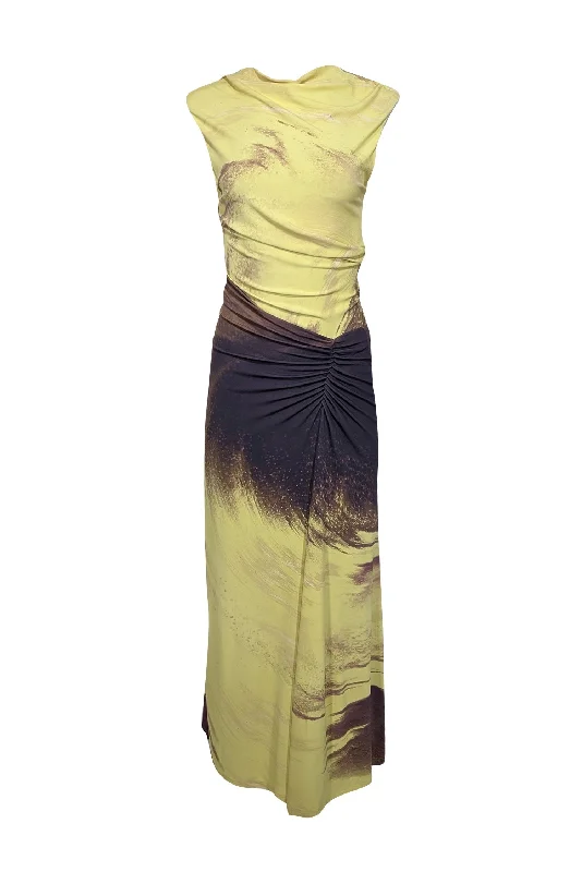 Simkhai - Yellow & Brown Print "Acacia" Formal Dress Sz S High-end unclassified dresses