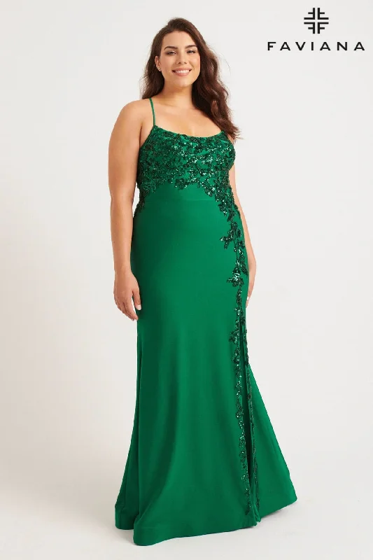 Plus Size Scoop Neck Gown With Sequin Applique | 9570 Popular unclassified dresses