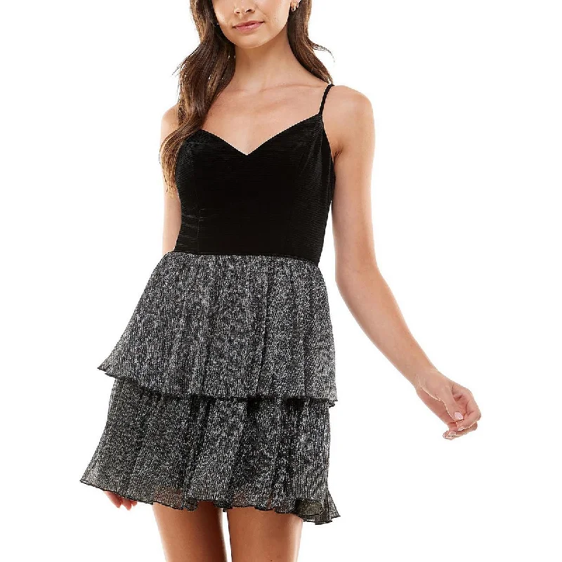 City Studios Womens Juniors Velvet Chiffon Mini Dress Plus size unclassified dresses