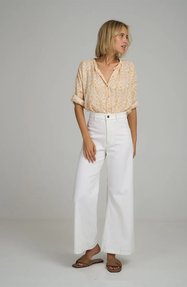 DAYLESFORD COTTON PANT | Vanilla Shearling Trim Shorts
