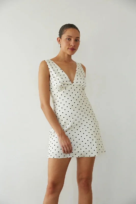 Annie Polka Dot Satin Mini Dress Affordable mini dresses