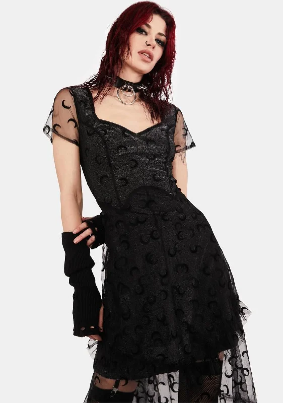 Moon Mesh Overlay Mini Dress Wrap mini dresses
