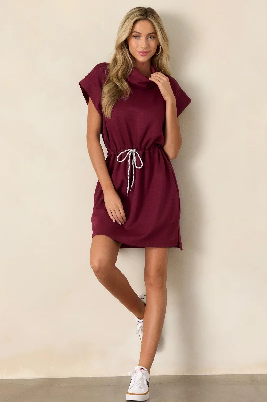 See The End Burgundy Drawstring Mini Dress Cheap mini dresses