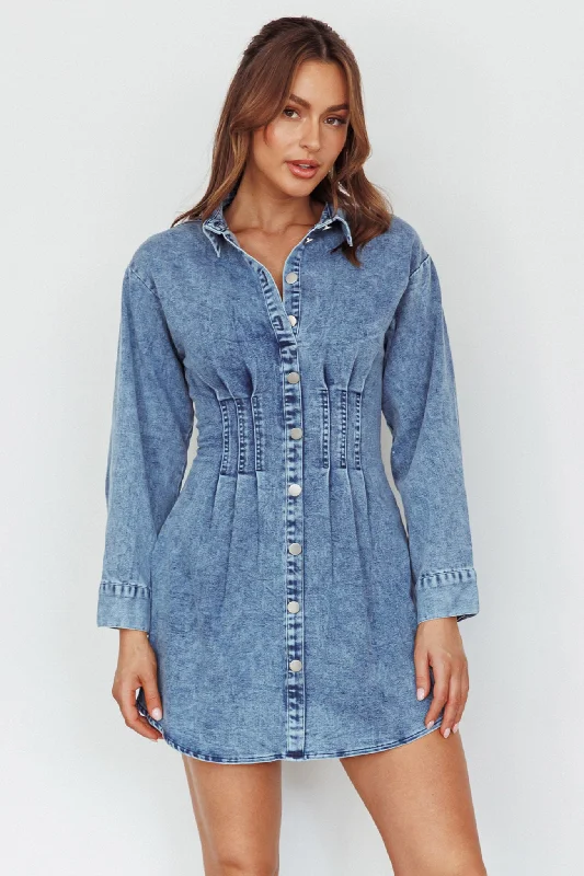 Zurich Long Sleeve Mini Dress Blue Spring mini dresses