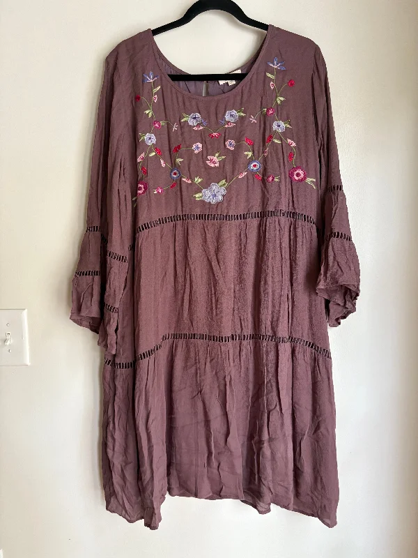 Dress Casual Midi By Oddy In Brown, Size: 3x Best value midi dresses