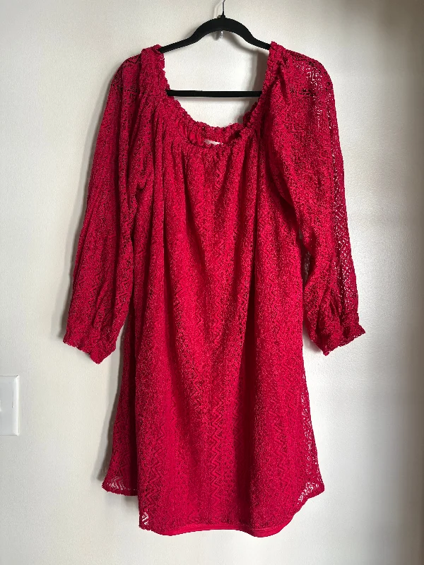 Dress Casual Midi By SUGARFox  In Red, Size: 3x Designer midi dresses