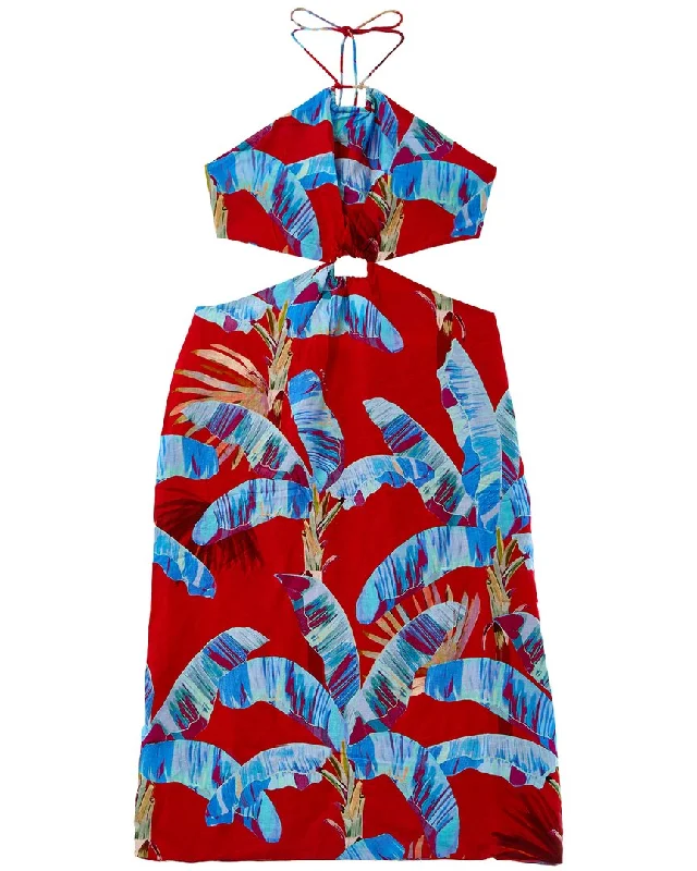 FARM Rio Cutout Linen-Blend Midi Dress Tulle Midi Skirt