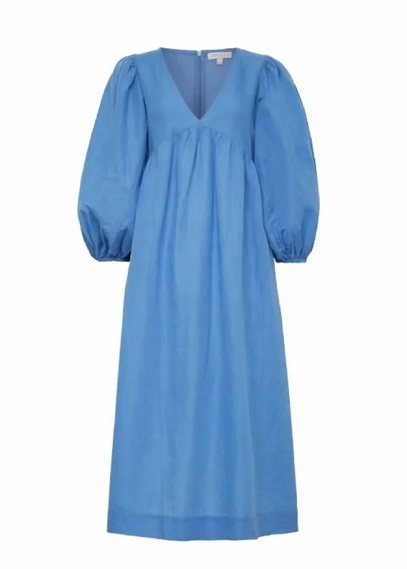Johanna Midi Dress In Bahama Blue Tulle A-line Skirt