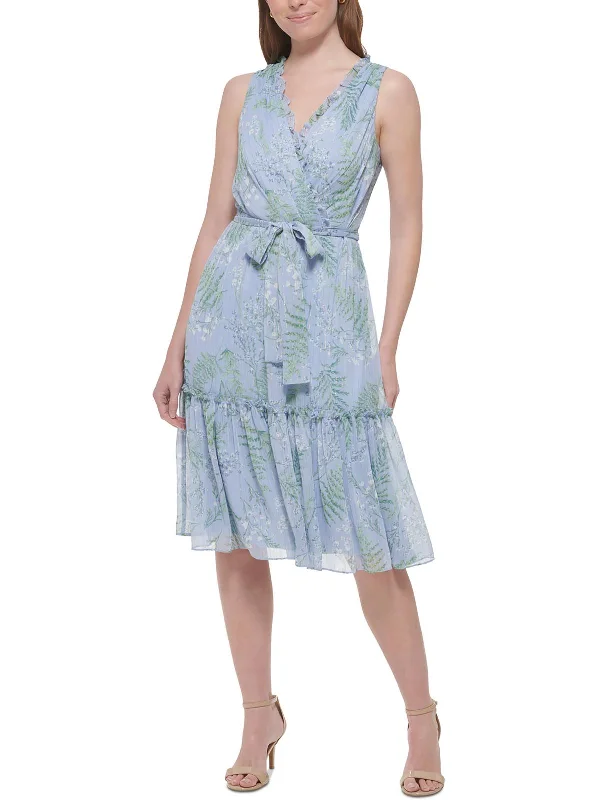 Womens Metallic Ruffled Midi Dress Fashion Midi Skirt