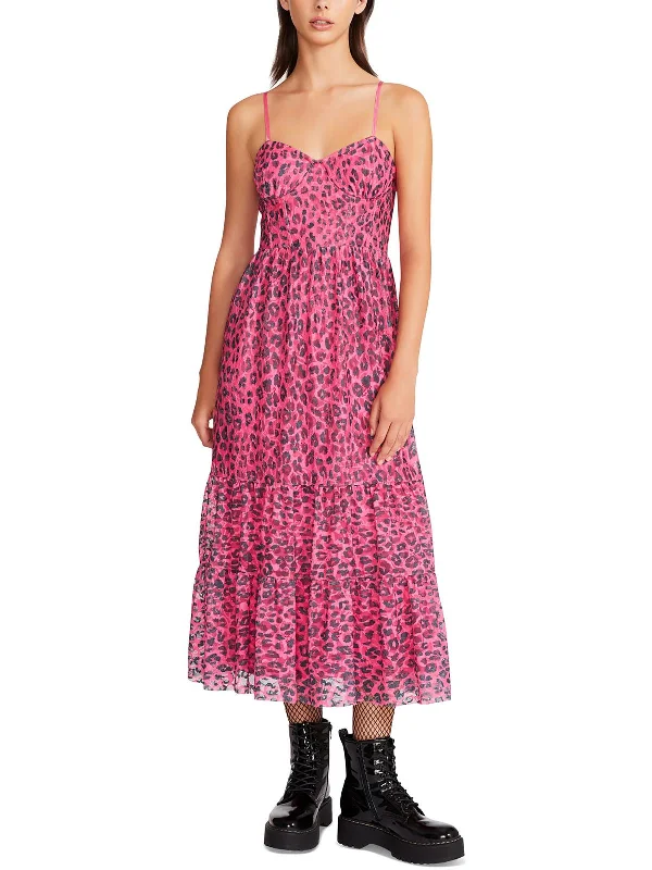 Womens Tiered Lace Overlay Midi Dress Trendy Midi Look