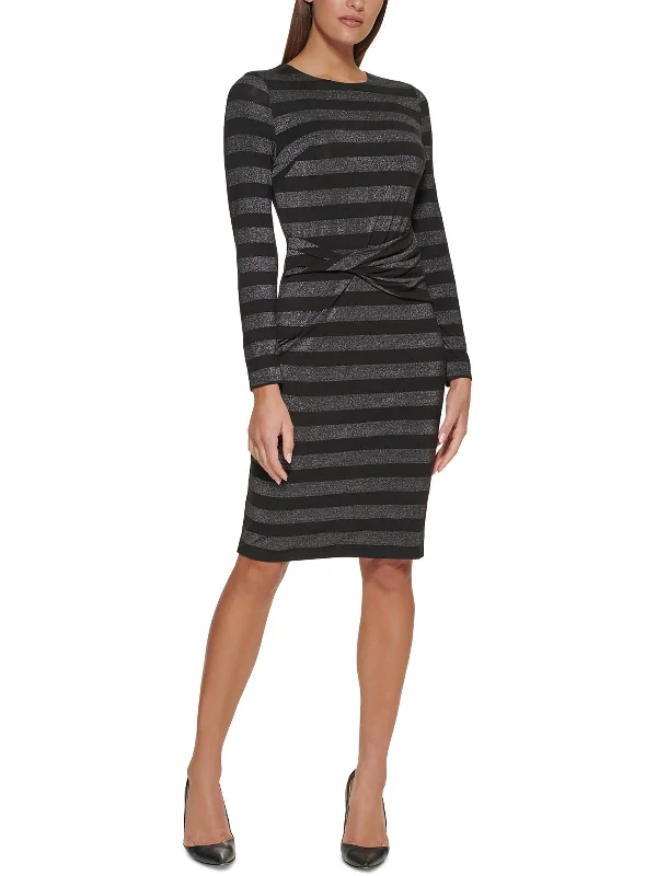 Womens Twist Front Midi Sheath Dress Button Midi Skirt